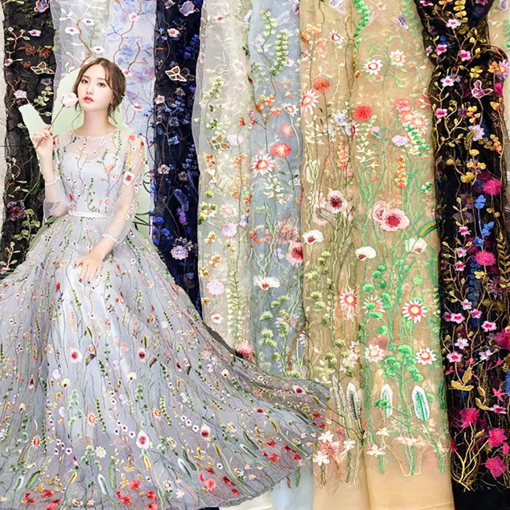 Embroidery Abaya - Tela de encaje de planta acuática