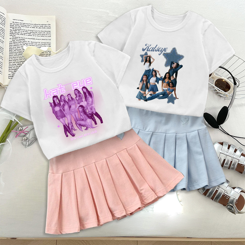 Embroidery Skirt - Moda K POP K-KATSEYE camiseta Falda