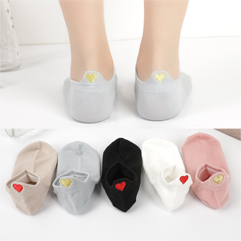 Embroidery On Socks - Calcetines divertidos del corazón del amor