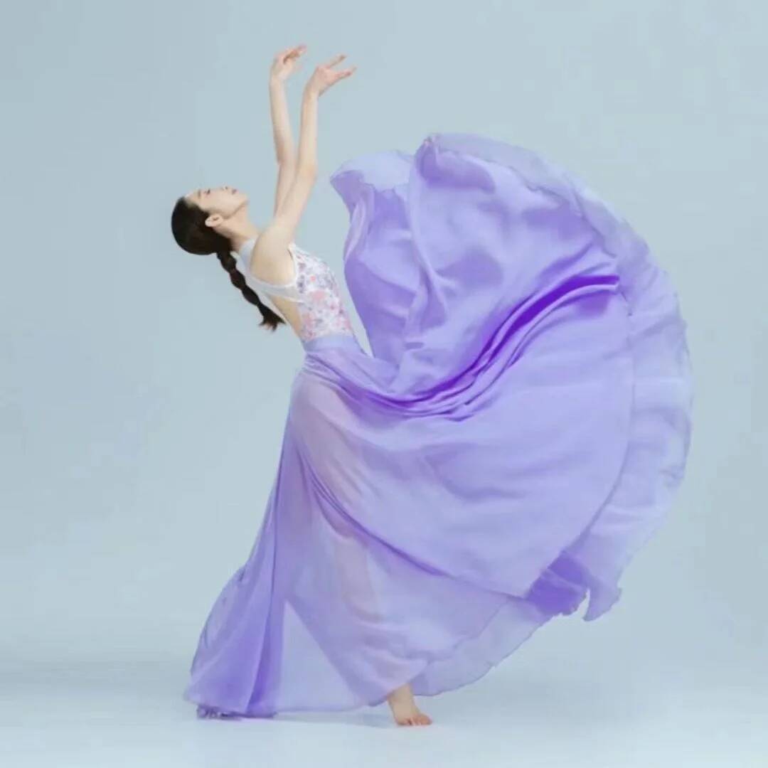 Embroidery Cotton - Faldas Largas Elegantes de Chifón Morado