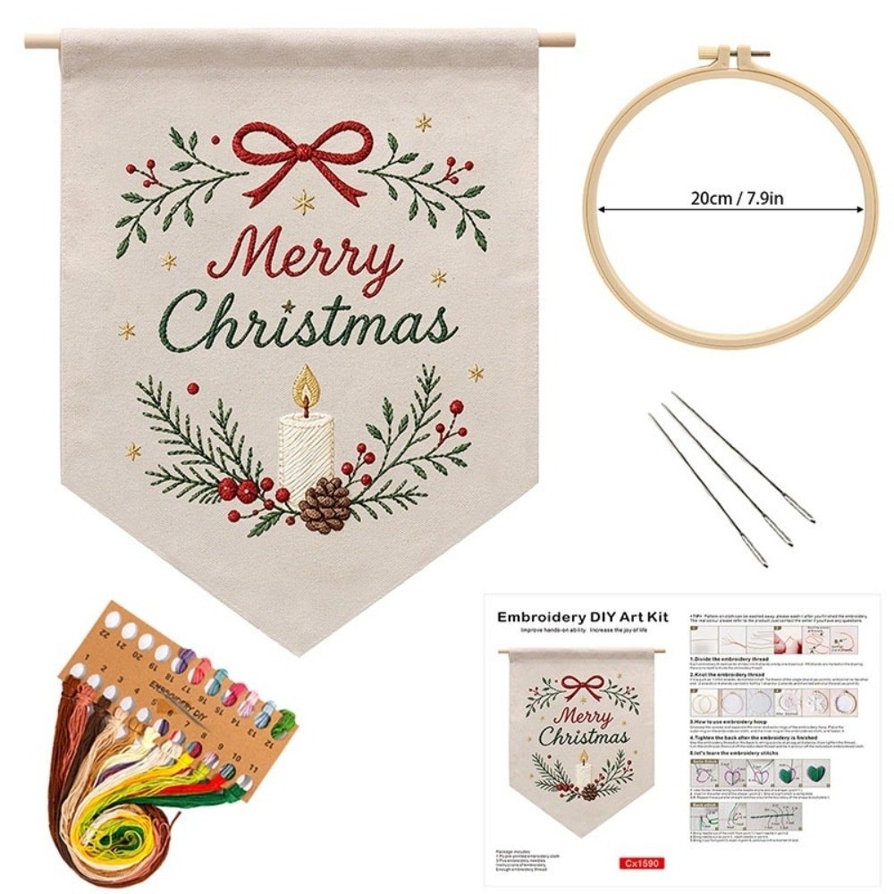 Embroidery For Beginners - Kit de bordado navideño hecho a