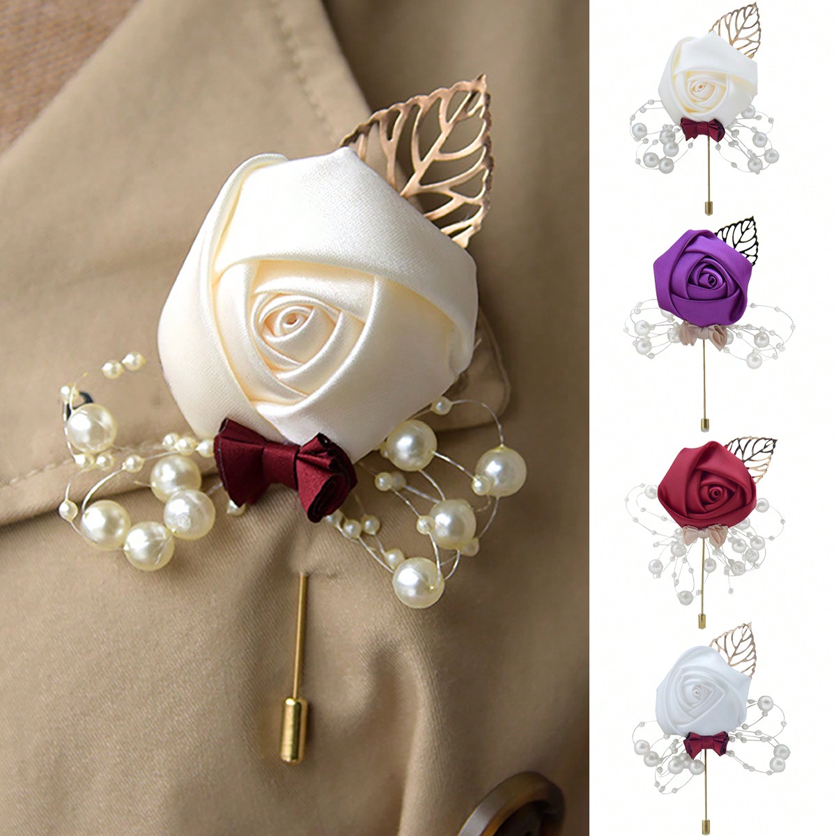 Embroidery Knot - 1 Pieza de Boutonnière de Rosa