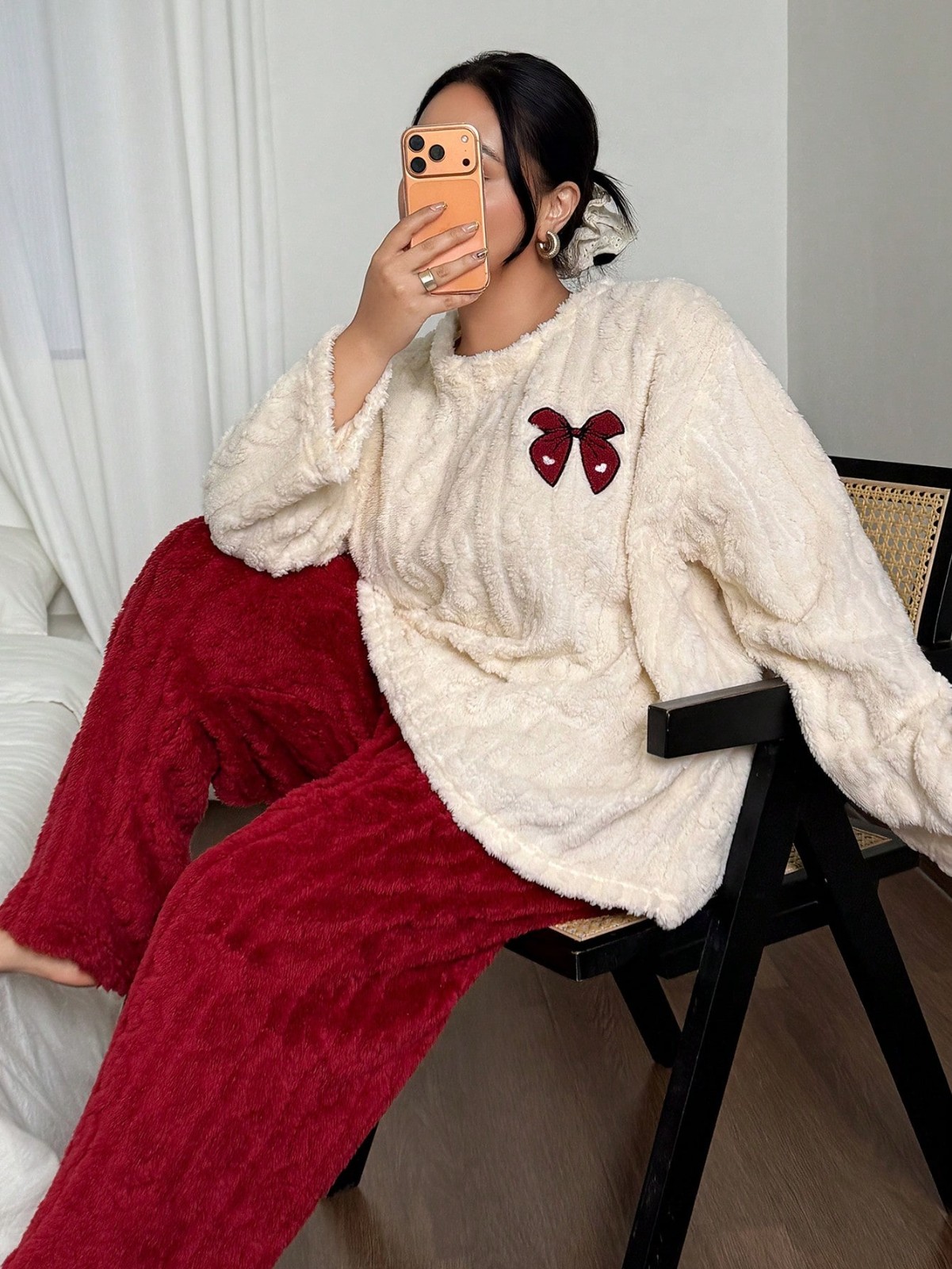 Embroidery Set - Pijamas de Franela Gruesa para Mujer,