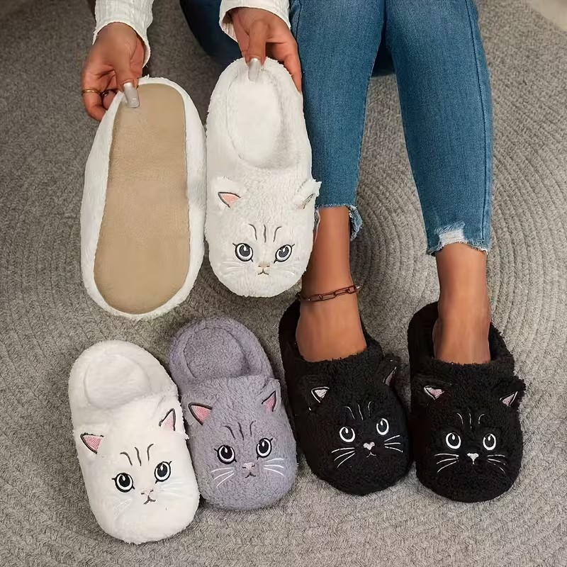 Embroidery Cotton - Cómodas Pantuflas de Felpa Unisex con