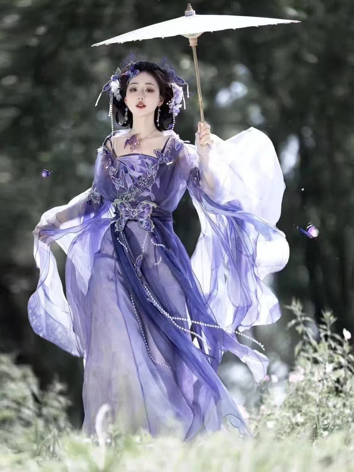 Hanfu Chino Original Morado pa - Embroidery Skirt reseña y precio