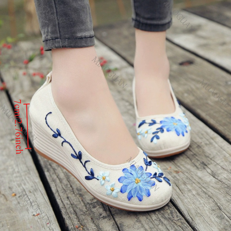 Zapatos de Plataforma con Cuña - Embroidery Canvas reseña y precio
