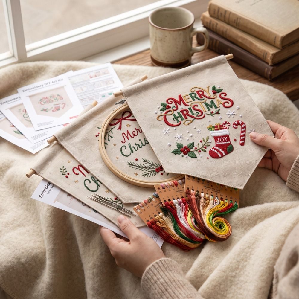 Kit de bordado navideño hecho  - Embroidery For Beginners reseña y precio
