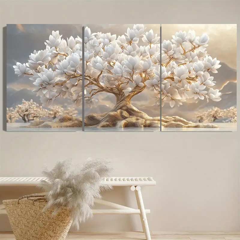 Árbol de Flores Blancas y Hoja - Embroidery Canvas reseña y precio