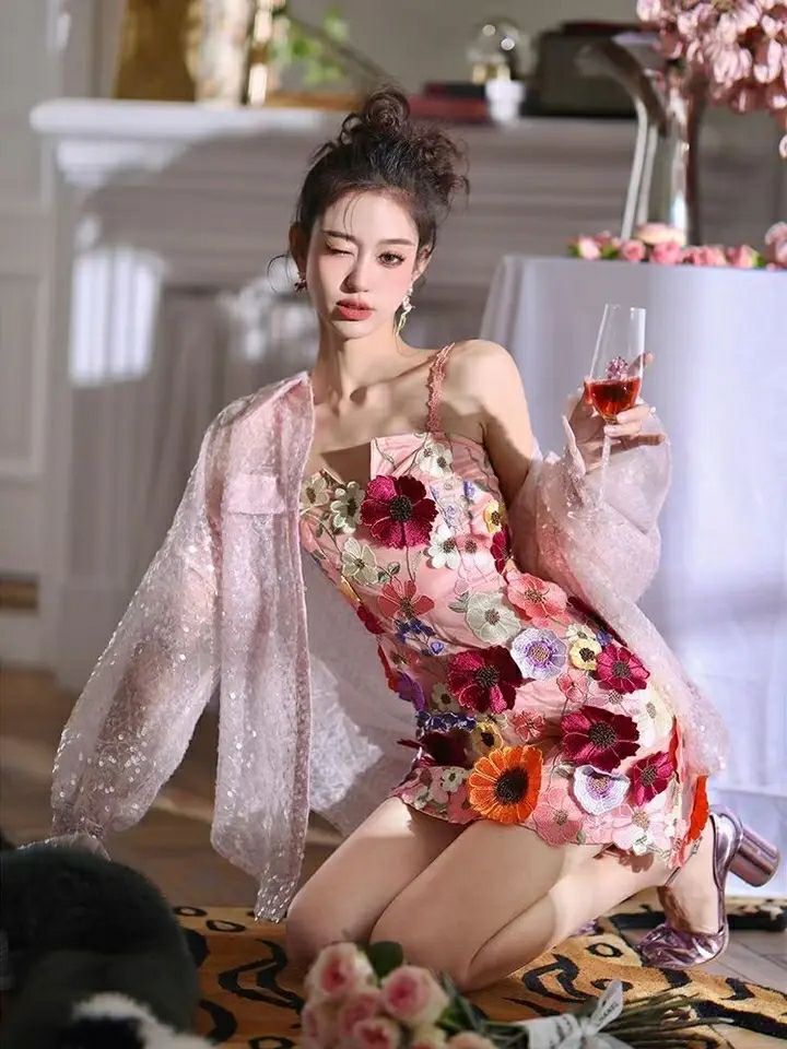 Tela colorida de encaje de flo - Embroidery Net Dress reseña y precio