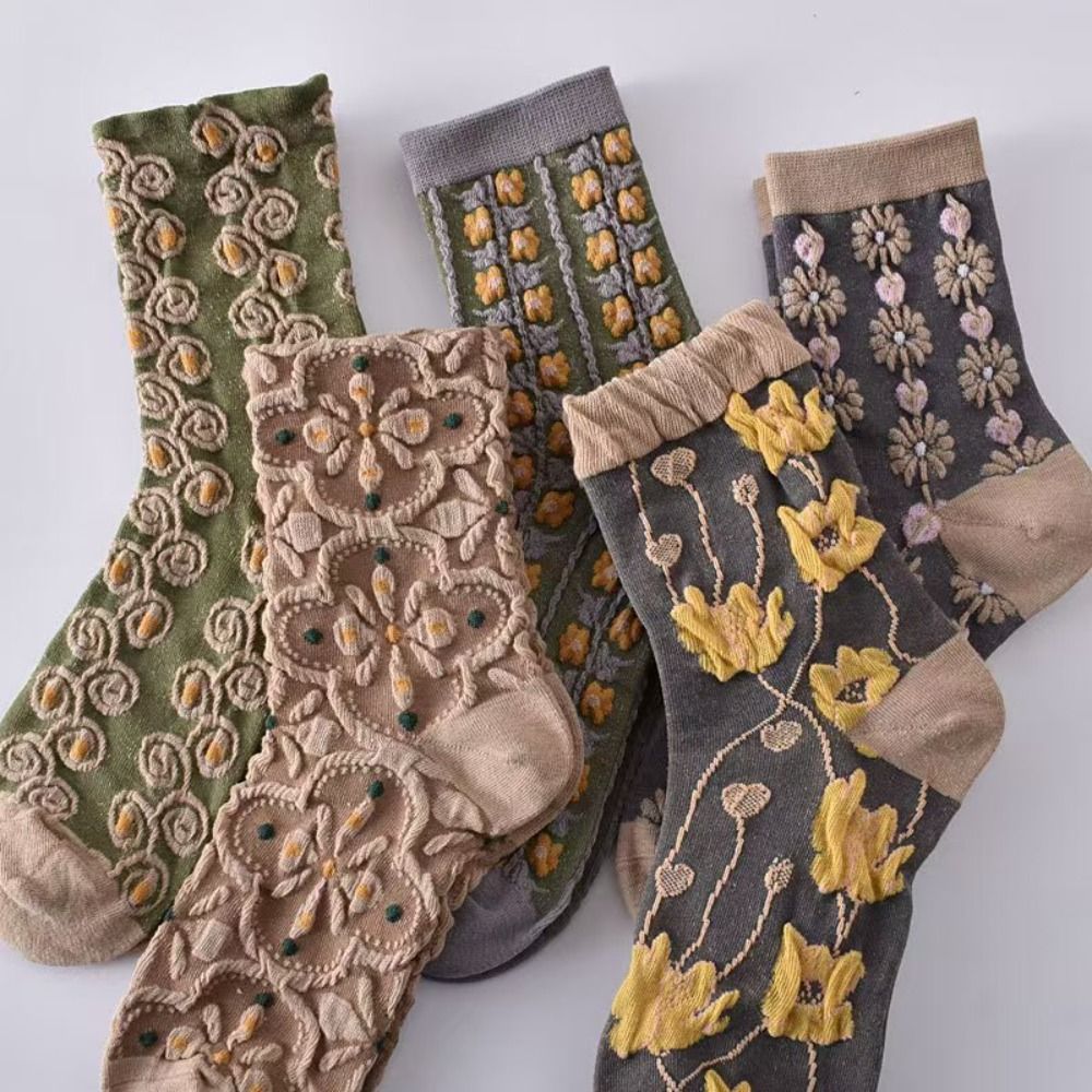 5 Pares de Calcetines Vintage  - Embroidery On Socks reseña y precio