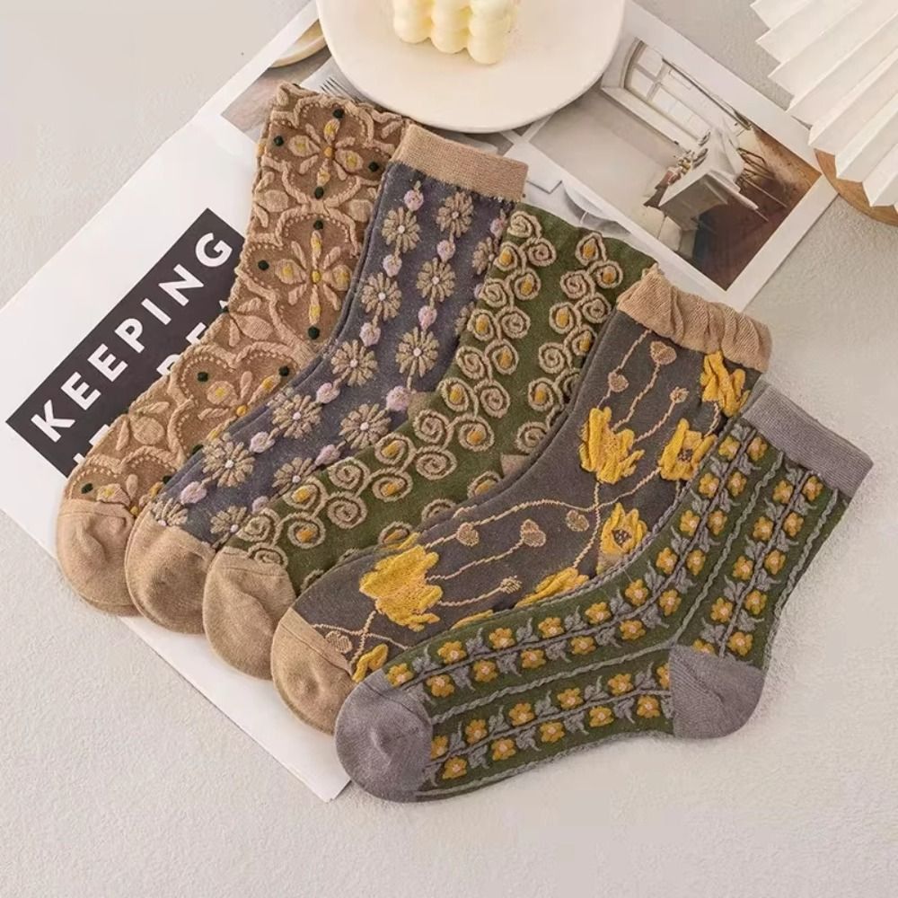5 Pares de Calcetines Vintage  - Embroidery On Socks reseña y precio