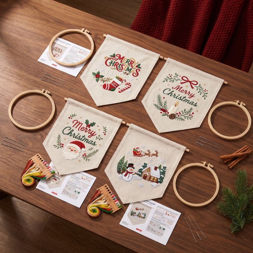 Kit de bordado navideño hecho  - Embroidery For Beginners reseña y precio